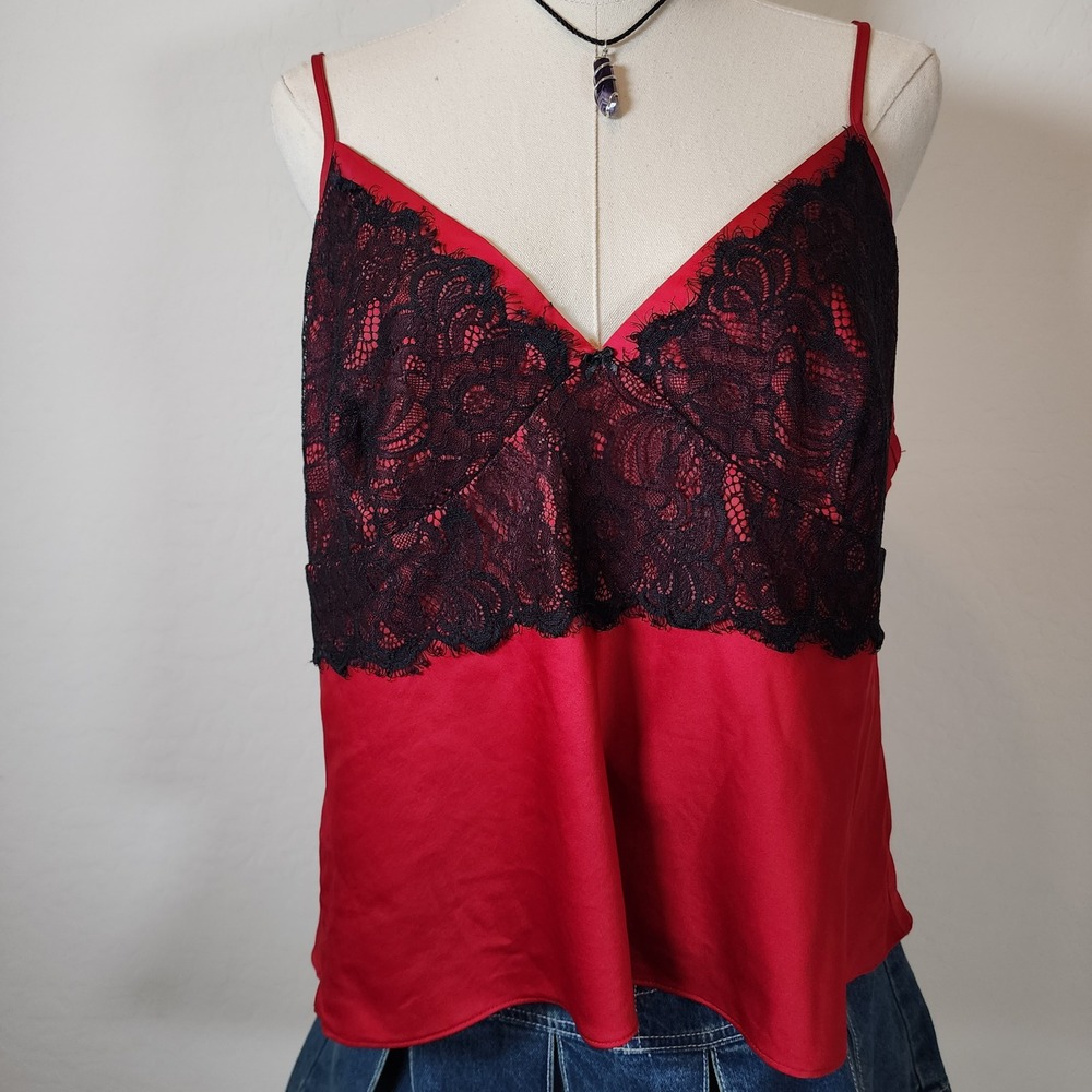 Gilligan OMalley Red Lace Cami Top XXL Sleeveless Lingerie Tank‎